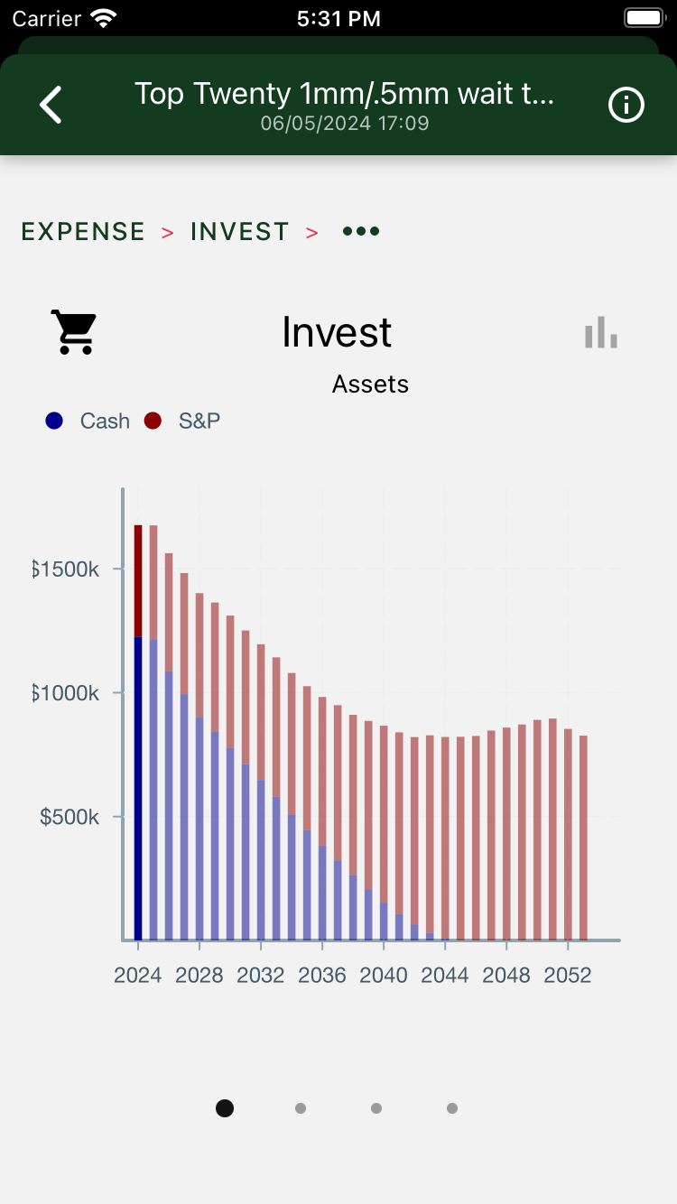 Your assets are shown in a 30 year bar graph. They start at 1.5mm and finish around 850K